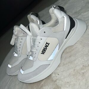 Versace White and Silver Athletic Shoes
